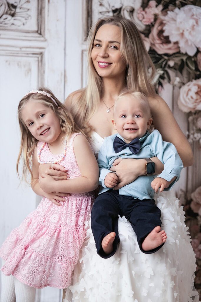 Mother and two children during a family photography session in San Ramon, CA