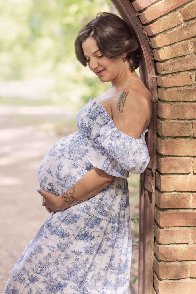 Pregnant woman during an outdoor maternity photoshoot in the Bay Area