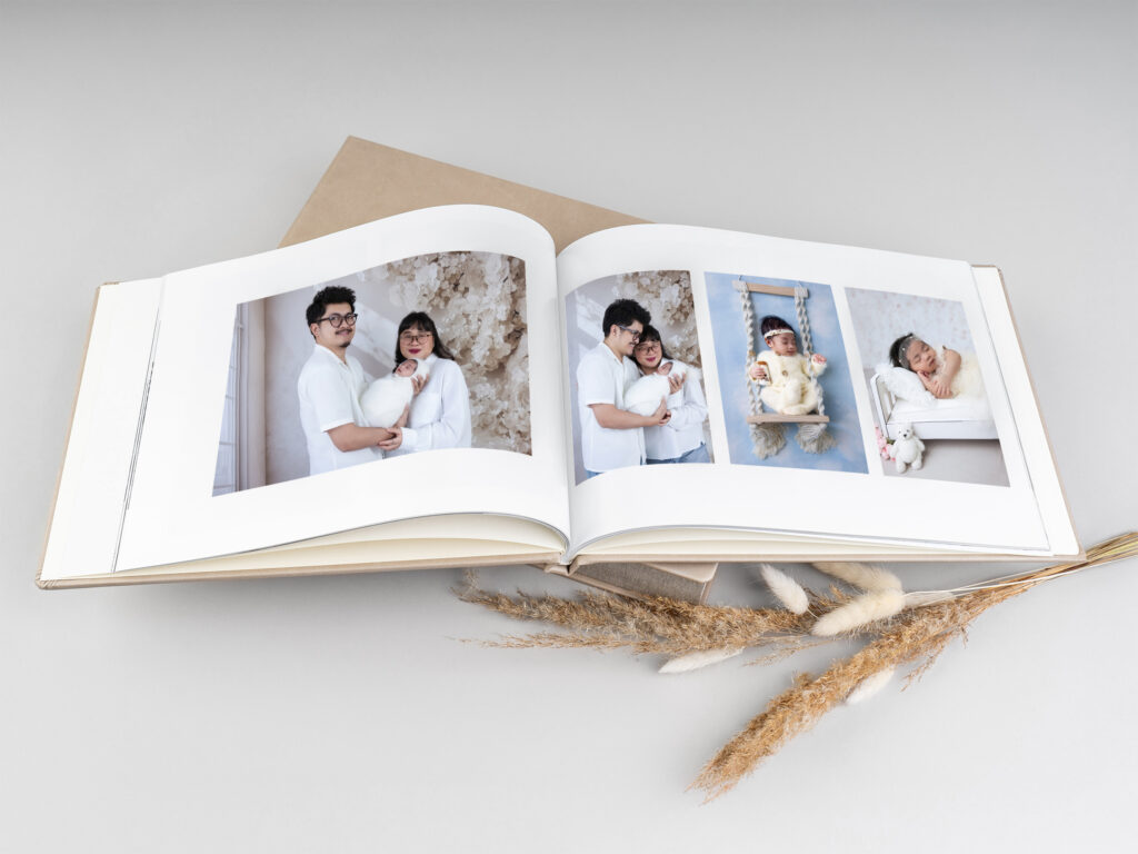 Open heirloom family photography album