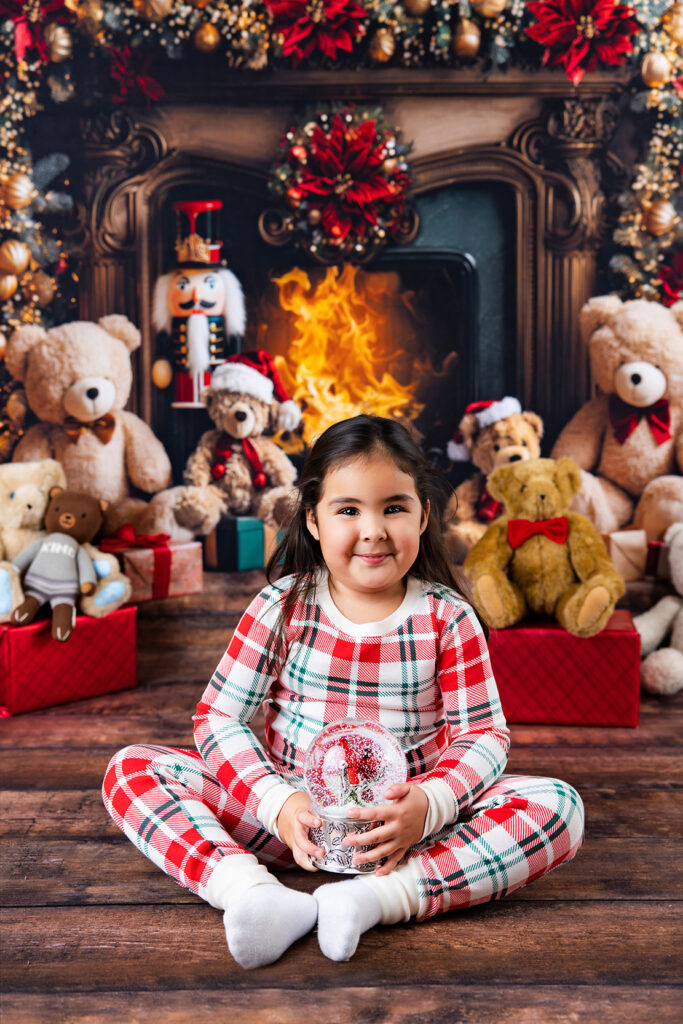 Little girl smiling during a Christmas mini photography session in bay area