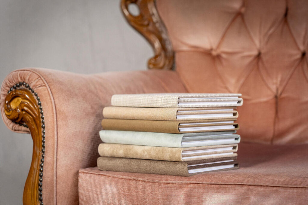 Heirloom photo albums with custom fabric covers