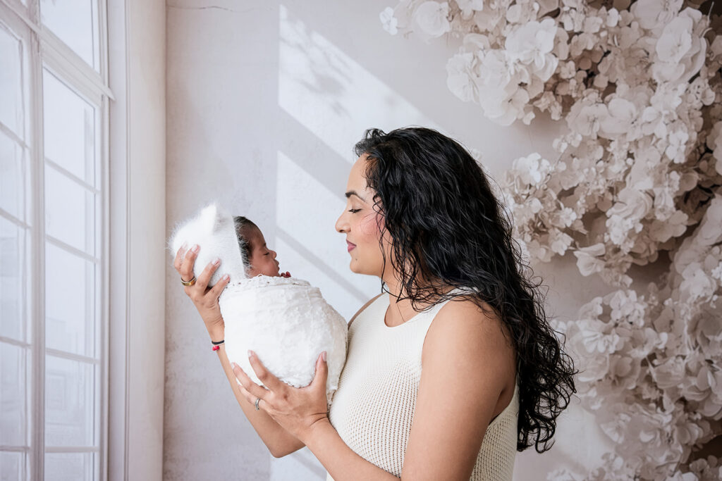 Sleeping newborn during the best time of day for newborn photos in a San Ramon photography studio
